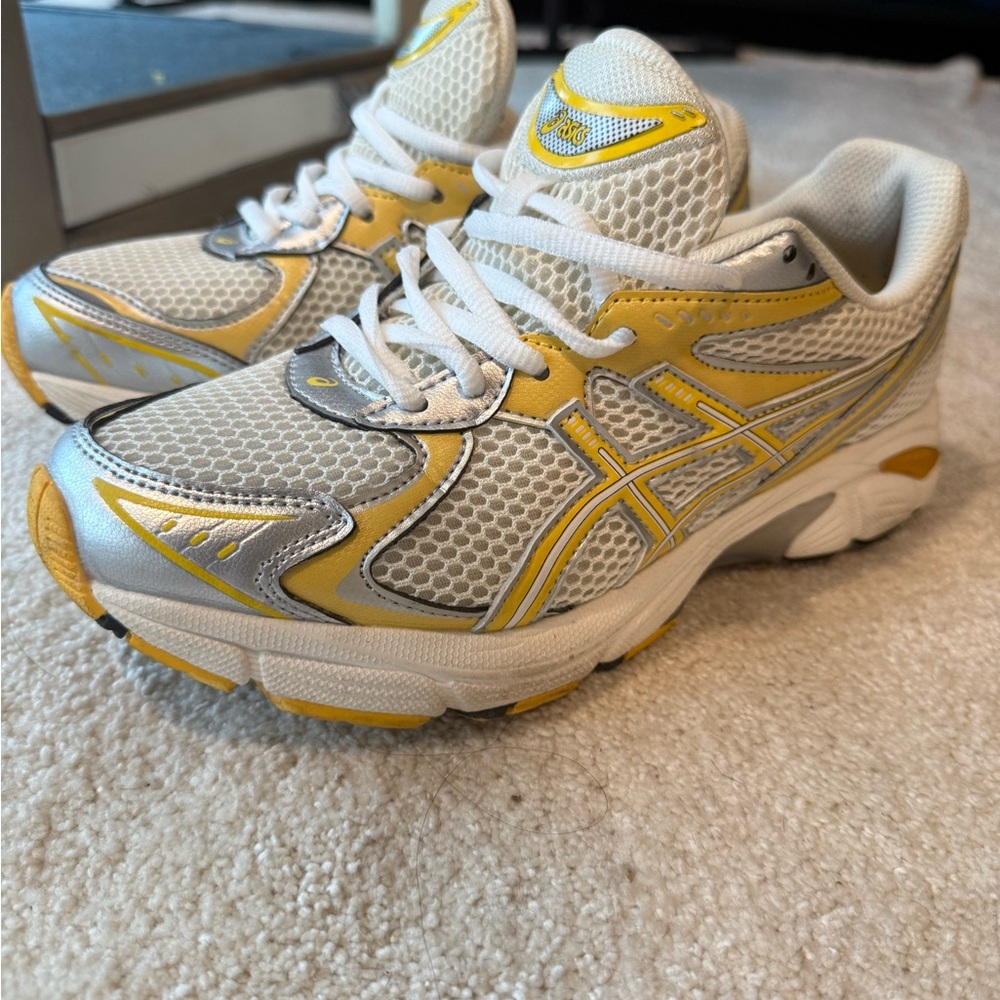 Asics Yellow and White Athletic Running Shoes